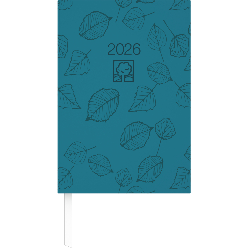Buchkalender türkis 2026 - Bürokalender 14,5x21 cm - 1 Tag auf 1 Seite - Kartoneinband, Recyclingpapier - Stundeneinteilung 7 - 19 Uhr - 876-0717 main product photo