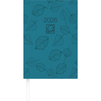 Buchkalender türkis 2026 - Bürokalender 14,5x21 cm - 1 Tag auf 1 Seite - Kartoneinband, Recyclingpapier - Stundeneinteilung 7 - 19 Uhr - 876-0717
