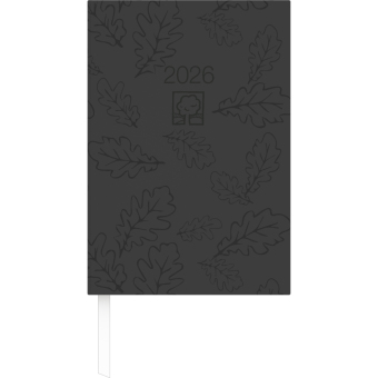 Buchkalender schwarz 2026 - Bürokalender 14,5x21 cm - 1 Tag auf 1 Seite - Kartoneinband, Recyclingpapier - Stundeneinteilung 7 - 19 Uhr - 876-0721
