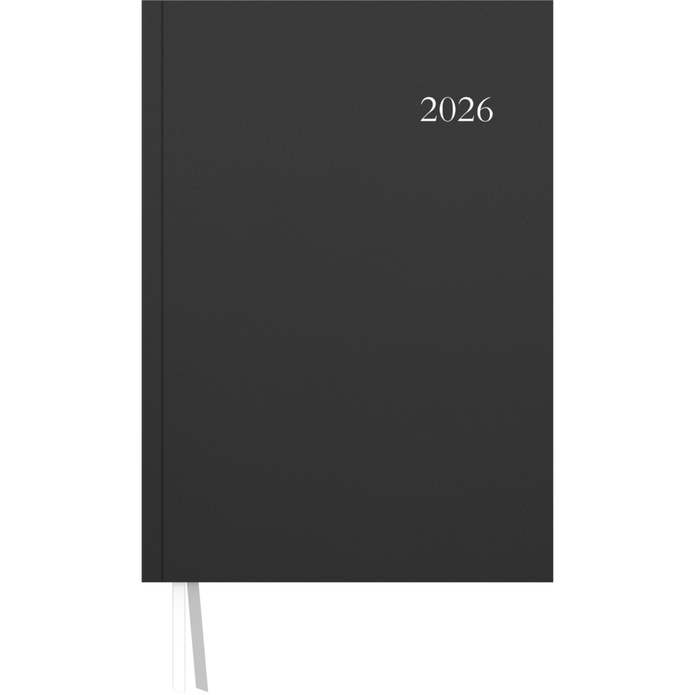 Terminbuch anthrazit 2026 - Bürokalender A4 (21x29,7 cm) - 1 Tag 1 Seite - Einband wattiert - Viertelstundeneinteilung 7:30 - 20 Uhr - 886-0021 main product photo