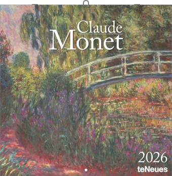 N NEUMANNVERLAGE -  Claude Monet 2026 Broschürenkalender, 30x30cm, Wandkalender mit Kunstwerken von Claude Monet, internationalen Feiertagen und Mondphasen, viel Platz für Notizen