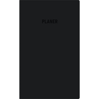 Taschenplaner schwarz 2026 - Bürokalender 9,5x16 cm - 32 Seiten - mit Registerschnitt - 1 Monat auf 2 Seiten - faltbar - Notizheft - 530-1020