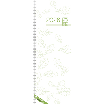 Vormerkbuch Recycling 2026 - Bürokalender 10,5x29,7 cm - 1 Woche auf 1 Seite - mit Drahtkammbindung - aus Recyclingpapier - Tischkalender - 718-0700