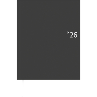 Wochenbuch anthrazit 2026 - Bürokalender 21x26,5 cm - 1 Woche auf 2 Seiten - mit Registerschnitt und Fadensiegelung - Notizbuch - 739-2621