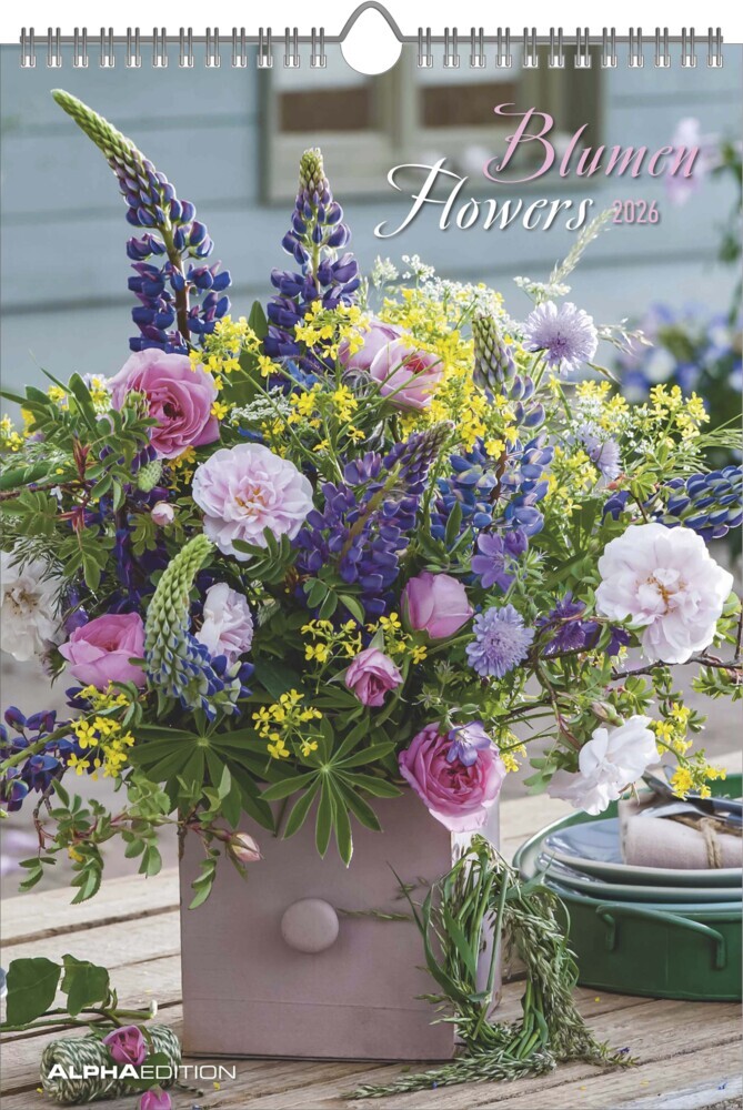 Blumen 2026 - Bildkalender 23,7x34 cm - Kalender mit Platz für Notizen - mit vielen Zusatzinformationen - Wandkalender - Blumenkalender main product photo