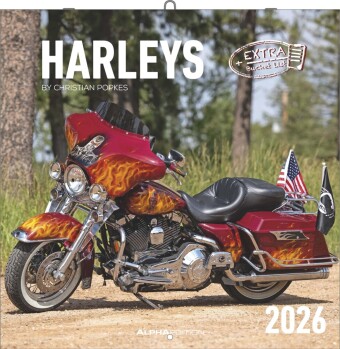 Harleys 2026 - Broschürenkalender 30x30 cm (30x60 geöffnet) - Kalender mit Platz für Notizen - Motorräder - Bildkalender - Wandplaner - Harley-Davidson
