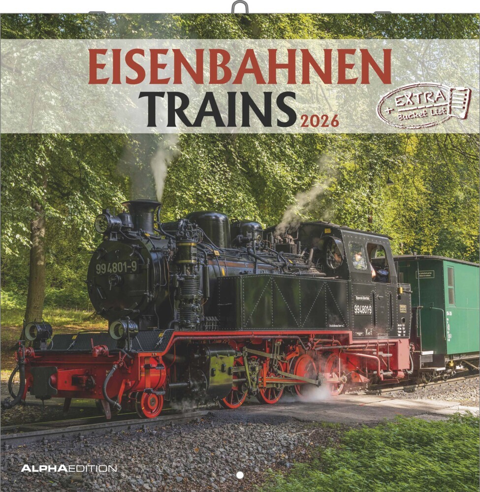 Eisenbahnen 2026 - Broschürenkalender 30x30 cm (30x60 geöffnet) - Kalender mit Platz für Notizen - Steam Engines - Bildkalender - Wandkalender main product photo