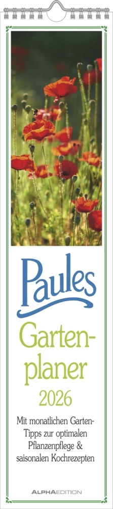 Paules Gartenplaner 2026 - Streifenplaner - Wandplaner - Küchen-Kalender - 11,3x49,5 main product photo