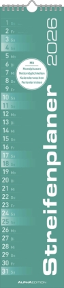 Streifenplaner MINT 2026 - Streifenkalender - Wandplaner - Küchen-Kalender - 11,3x49,5