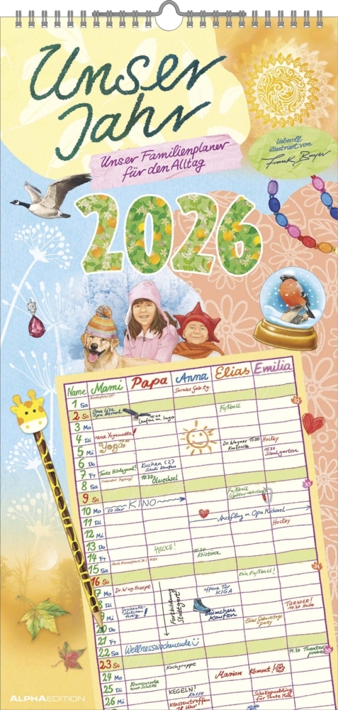 Unser Jahr - Unser Familienplaner für den Alltag 2026 - Familien-Timer - Termin-Planer - Kinder-Kalender - Familien-Kalender - 22x45 main product photo