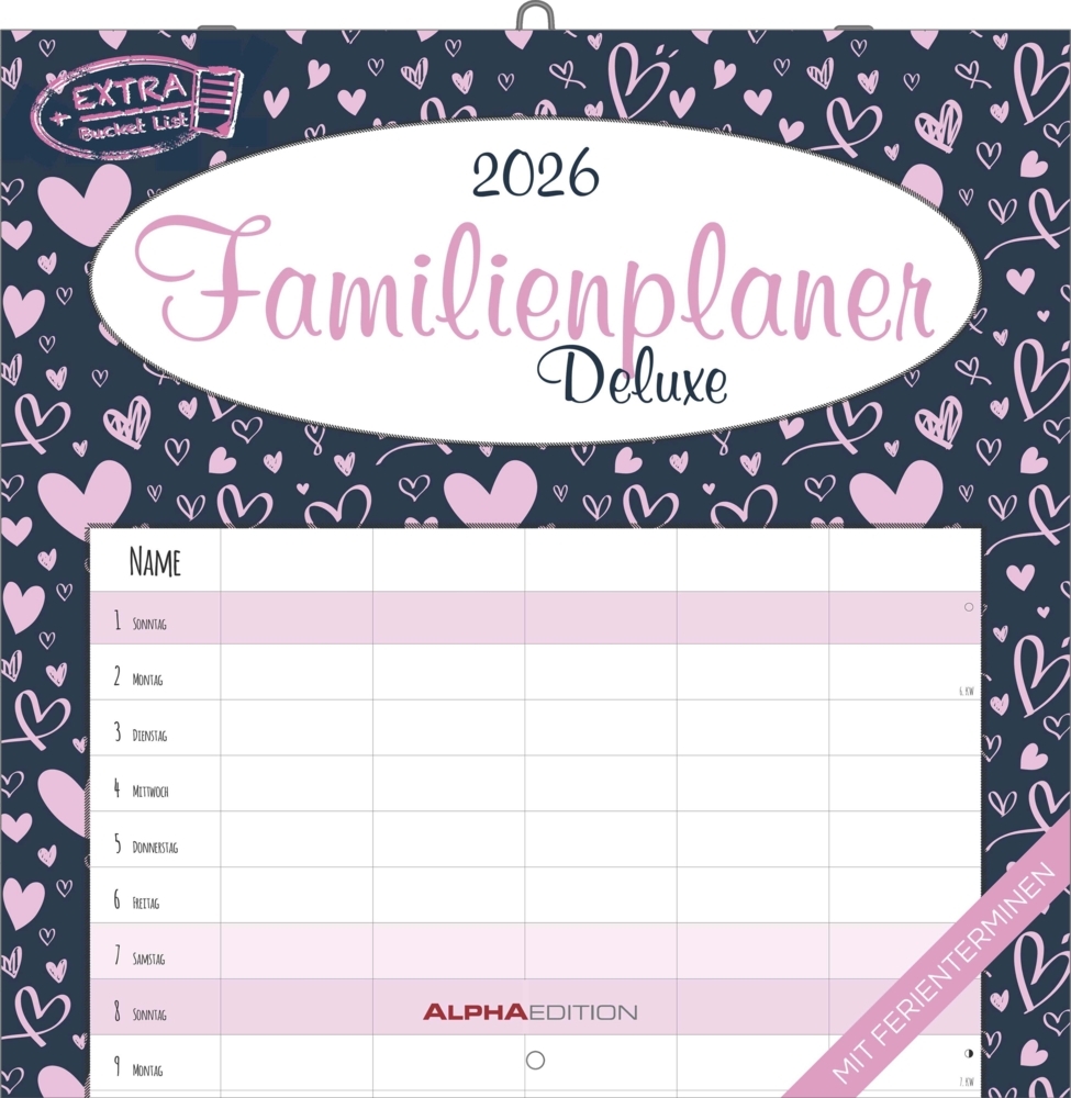 Familienplaner Deluxe 2026 - Broschürenkalender 30x30 cm (30x60 geöffnet) - Kalender mit Platz für Notizen - 5 Spalten - Bildkalender - Wandkalender main product photo