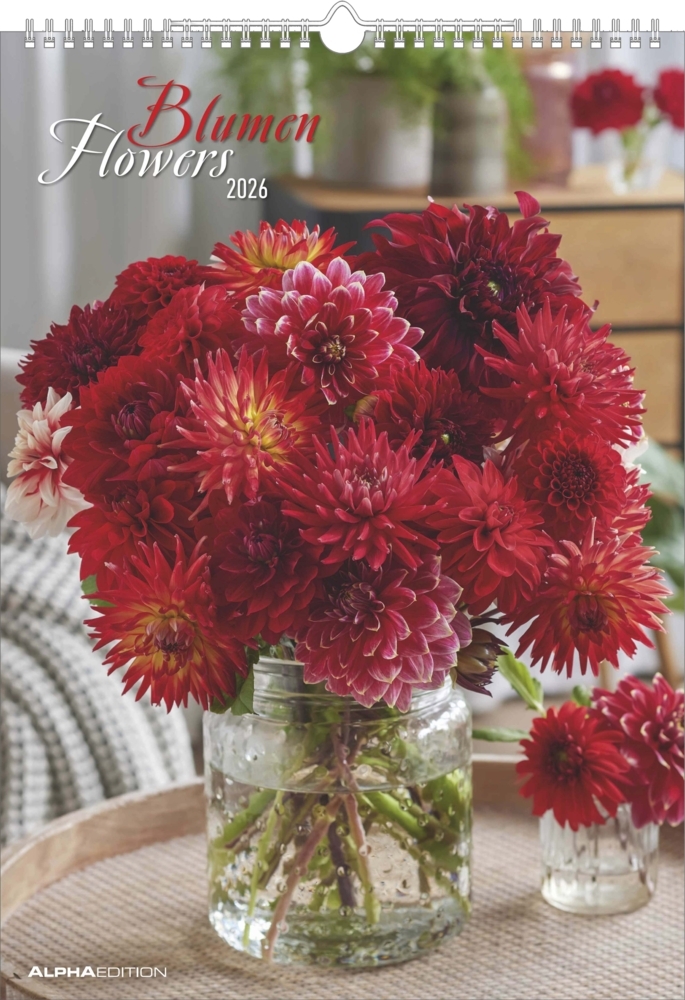 Blumen 2026 - Bildkalender A3 (29,7x42 cm) - Flowers - mit Feiertagen (DE/AT/CH) - Wandkalender - Blumenkalender main product photo