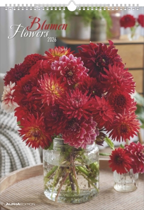 Blumen 2026 - Bildkalender A3 (29,7x42 cm) - Flowers - mit Feiertagen (DE/AT/CH) - Wandkalender - Blumenkalender