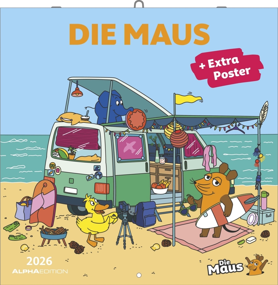 Die Maus 2026 - Broschürenkalender 30x30 cm (30x60 geöffnet) - Kalender mit Platz für Notizen - inkl. Poster - Wandplaner - Bildkalender - Wandkalender main product photo