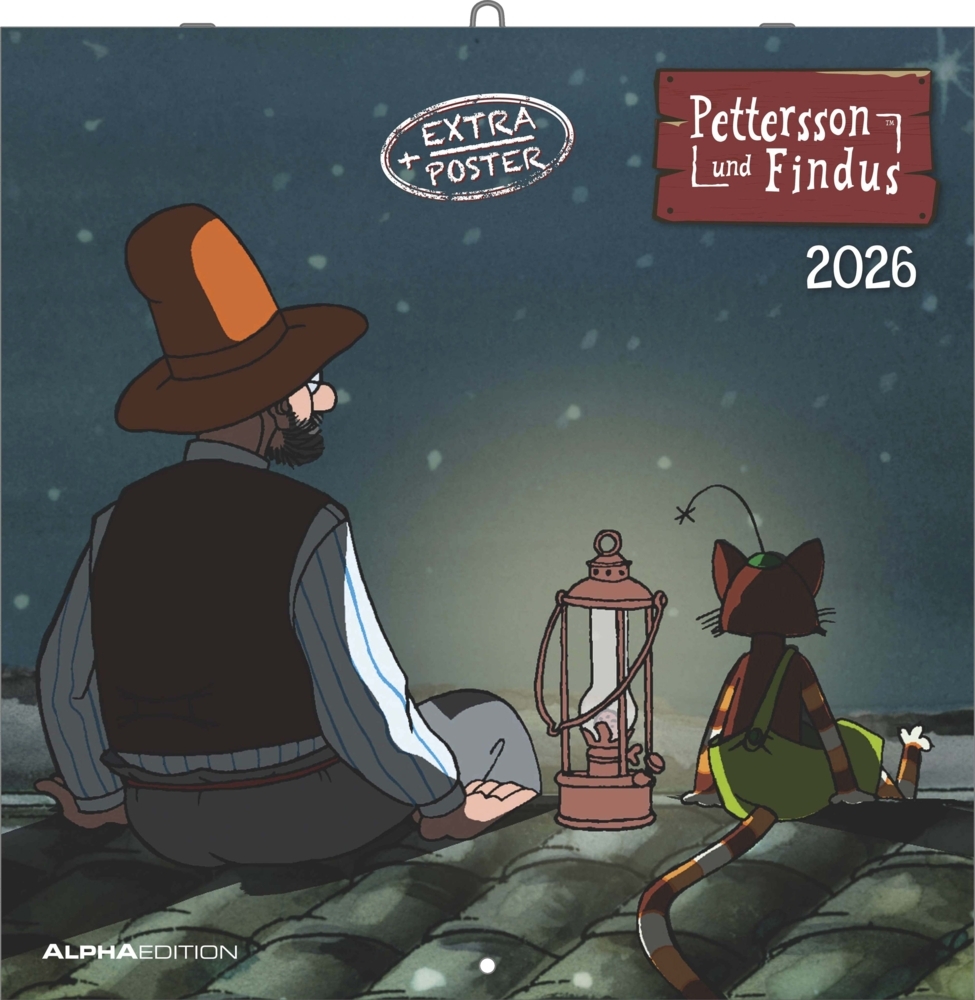Pettersson & Findus 2026 - Broschürenkalender 30x30 cm (30x60 geöffnet) - Kalender mit Platz für Notizen - mit herausnehmbarem Poster - Wandkalender main product photo
