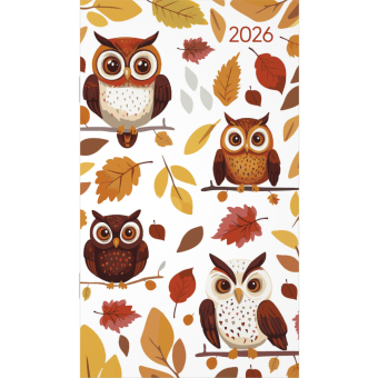 Miniplaner Style Eulen 2026 - Taschen-Kalender 9x15 cm - Weekly - 64 Seiten - 1 Seite 1 Woche - Notiz-Heft - Alpha Edition