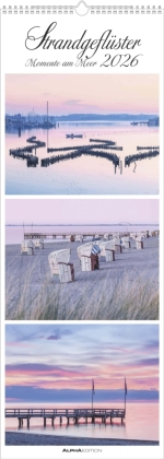 Strandgeflüster - Momente am Meer 2026 - Streifenkalender XXL 25x69 cm - Bildkalender im Hochformat - Wandkalender - Wandplaner - Strandkalender - Deutsche Küsten