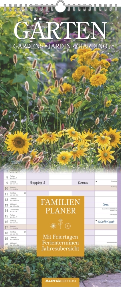 Gärten 2026 Familienplaner - Wandkalender - Familienkalender - 19,5x45 main product photo