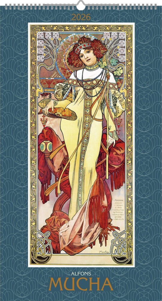 Alfons Mucha 2026 - Bild-Kalender 33x60 cm - Kunstkalender - mit stilvollem Glitzereffekt - Jugendstil - Wandkalender - Alpha Edition main product photo