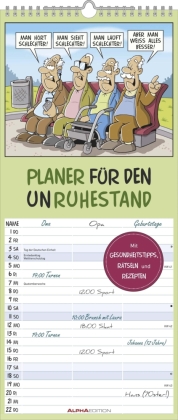 Planer für den Unruhestand 2026 - Familien-Planer 19,5x45 cm - mit lustigen Cartoons - Humor-Kalender - Wandplaner - Alpha Edition
