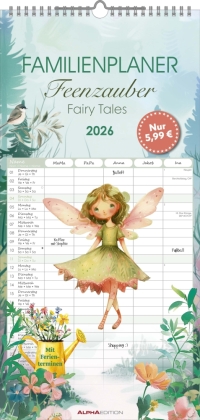 Familienplaner Feenzauber im Format 22 x 45 mit 5 Spalten