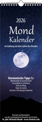 Mondkalender 2026- Streifen-Kalender 14,85x42 cm - Wandplaner - mit 100-jährigem Kalender - viele praktische Tipps - Mond-Kalender - Alpha Edition
