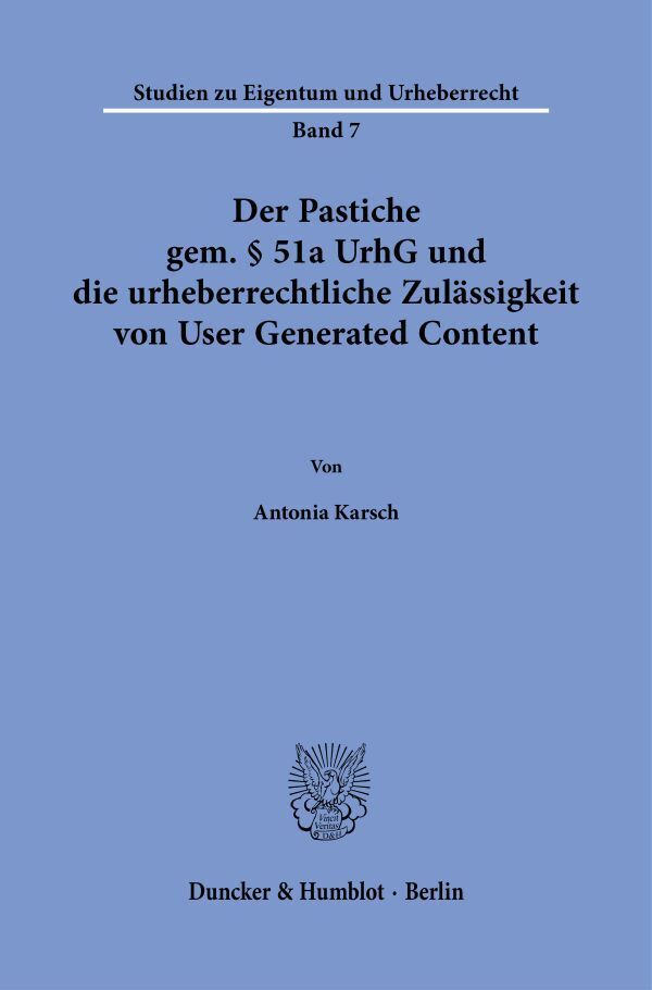 Der Pastiche gem. § 51a UrhG und die urheberrechtliche Zulässigkeit von User Generated Content main product photo