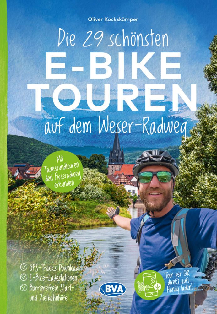 Die 29 schönsten E-Bike Touren auf dem Weserradweg mit E-Bike Ladestationen, mit barrierefreien Start-/Zielbahnhöfen, mit GPS-Tracks Download via website oder Kartenapp main product photo