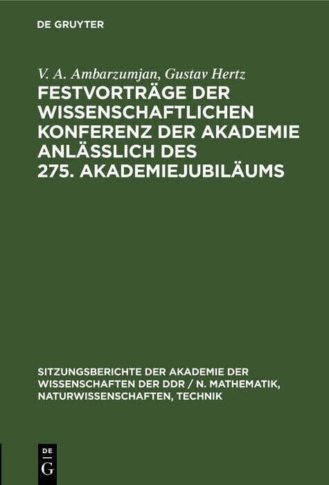 Festvorträge der Wissenschaftlichen Konferenz der Akademie anläßlich des 275. Akademiejubiläums main product photo