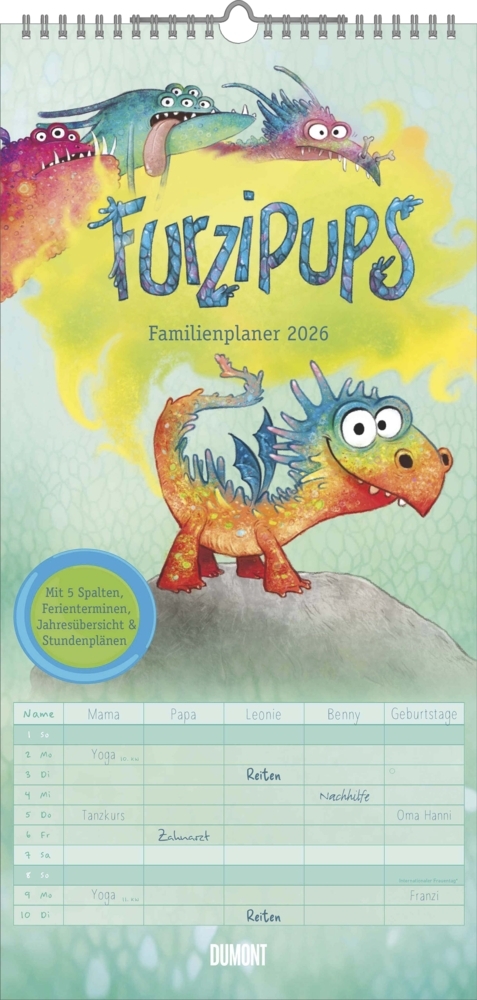 Furzipups der Knatterdrache - Familienplaner mit 5 Spalten main product photo