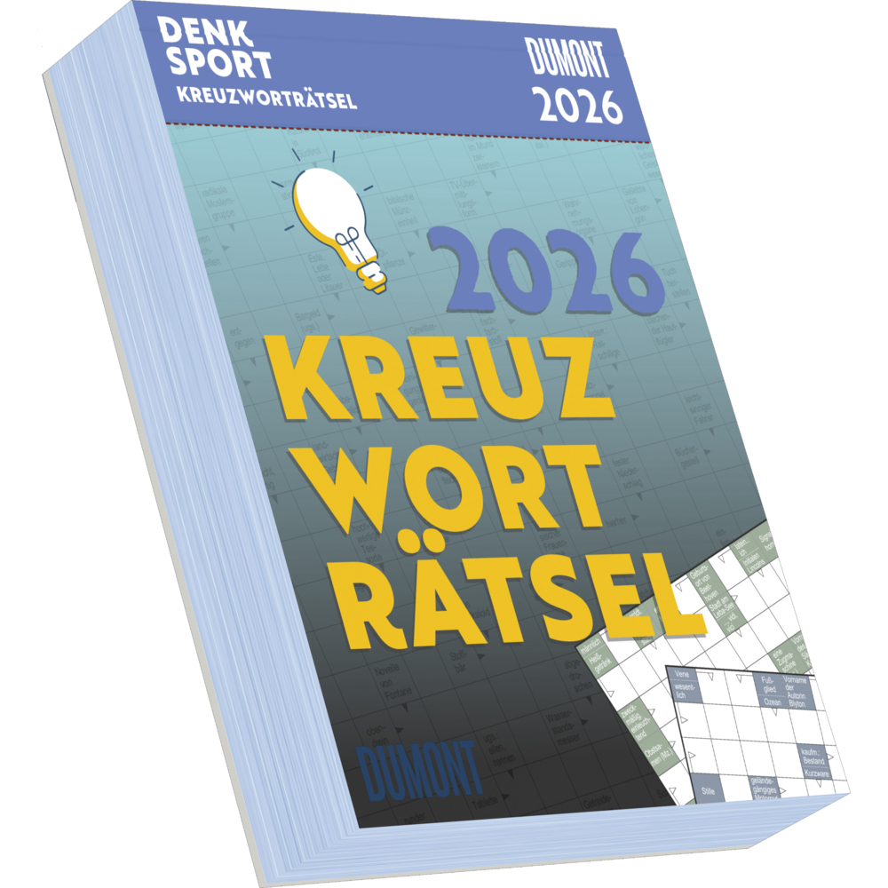 DUMONT - Kreuzworträtsel 2026 Tagesabreißkalender, 11,8x15,9cm, Rate-Kalender mit Schwedenrätseln zum Entspannen, mit Aufsteller und perforierten Seiten main product photo
