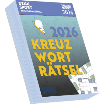 DUMONT - Kreuzworträtsel 2026 Tagesabreißkalender, 11,8x15,9cm, Rate-Kalender mit Schwedenrätseln zum Entspannen, mit Aufsteller und perforierten Seiten