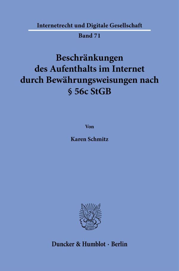 Beschränkungen des Aufenthalts im Internet durch Bewährungsweisungen nach § 56c StGB main product photo