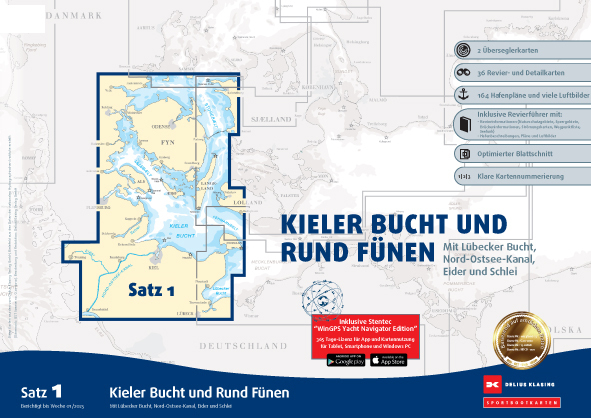 Sportbootkarten Satz 1: Kieler Bucht und Rund Fünen (Ausgabe 2025) main product photo