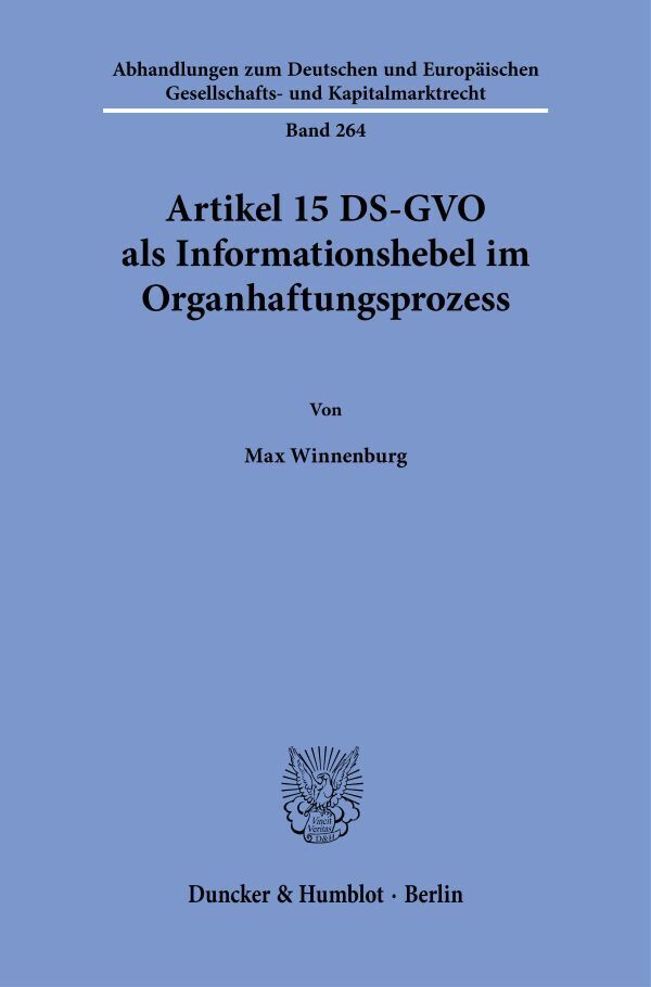 Artikel 15 DS-GVO als Informationshebel im Organhaftungsprozess main product photo