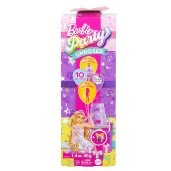 Barbie Party Unboxed Haustier Geburtstag Serie - lila Kleid