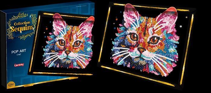 COLLECTION SEQUINS - Paillettenkunst PopArt Katze main product photo