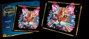 COLLECTION SEQUINS - Paillettenkunst PopArt Katze