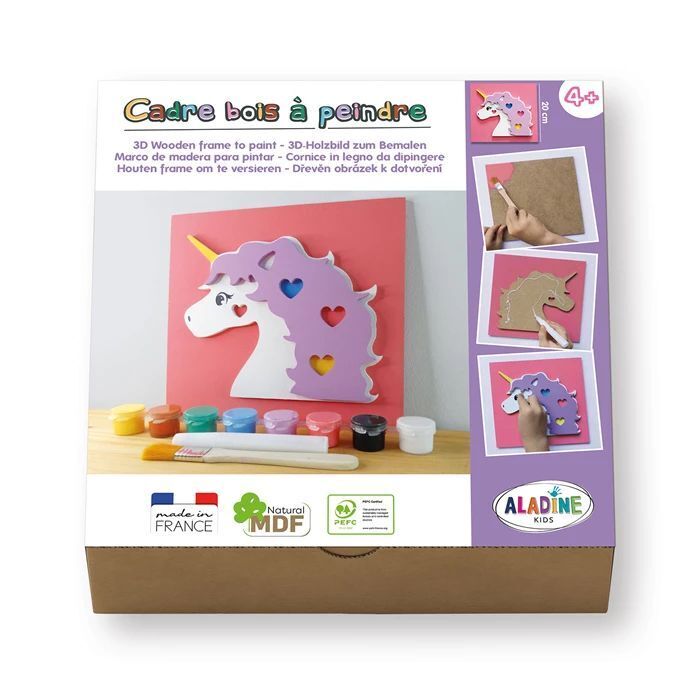 ALADINE - 3D-Holzbild zum Bemalen Einhorn main product photo