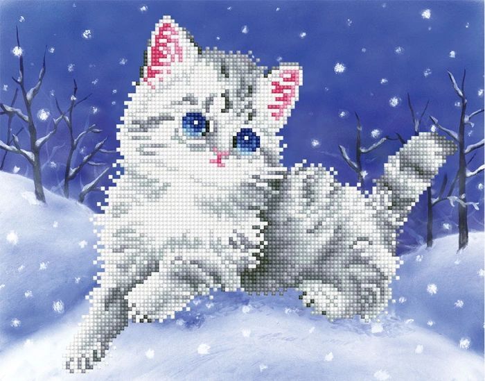 DIAMOND DOTZ - Diamond Painting Katze im Schnee main product photo