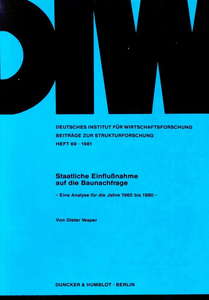 Staatliche Einflußnahme auf die Baunachfrage. main product photo