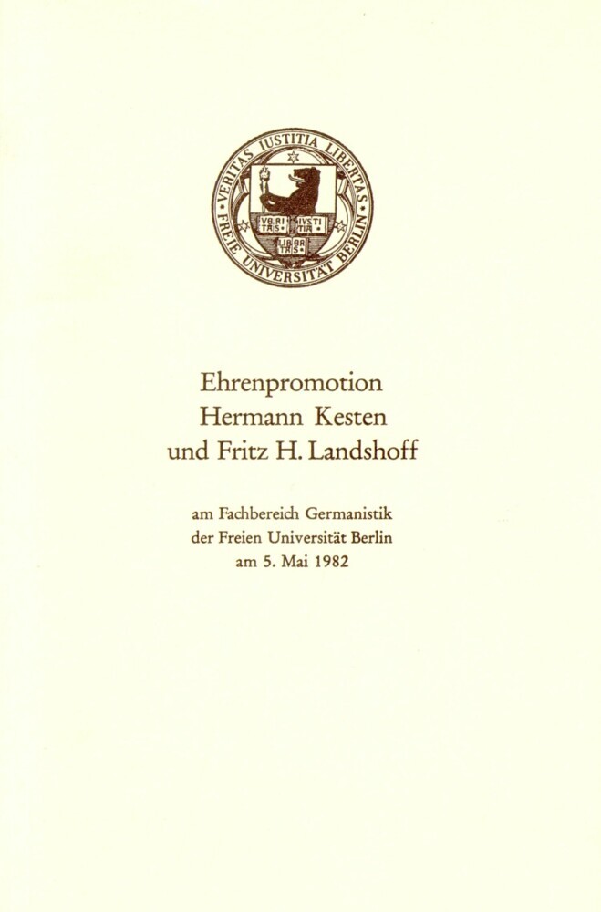 Ehrenpromotion Hermann Kesten und Fritz H. Landshoff am FB Germanistik der FU Berlin. main product photo