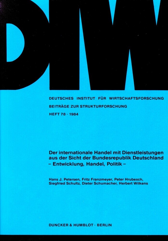 Der internationale Handel mit Dienstleistungen aus der Sicht der Bundesrepublik Deutschland. main product photo