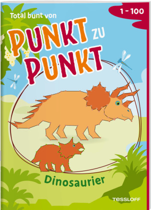 Total bunt von Punkt zu Punkt. Dinosaurier. Von 1 bis 100