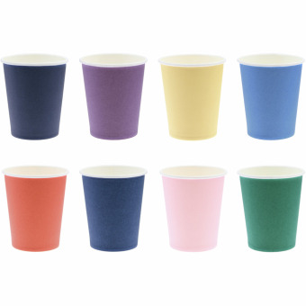 Pappbecher Mix, Magic Rainbow, FSC MIX, 8 Stk, 8 verschiedene Farben, 250 ml, 94 mm x 80 mm, 268 g/m²