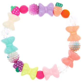Mini Perlen Armband Set, Schleifen und Früchte, Material für 1 DIY-Armband, 30 cm Band + 19 Perlen
