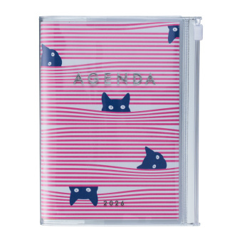 MARK'S 2025/26 Taschenkalender, B6 Cats, Pink