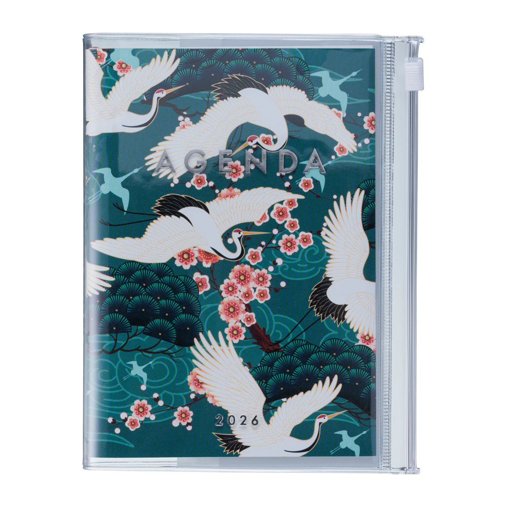 MARK'S 2025/26 Taschenkalender, A6 Japan / Birds, Green main product photo