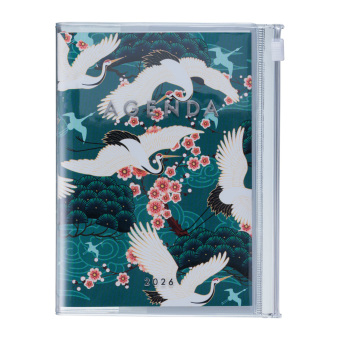 MARK'S 2025/26 Taschenkalender, A6 Japan / Birds, Green