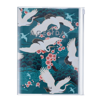 MARK'S 2025/26 Taschenkalender, A5 Japan, Birds, Green